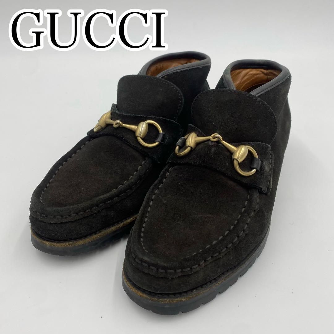 GUCCI グッチ スエード ホースビット GD金具 チャッカブーツ 22