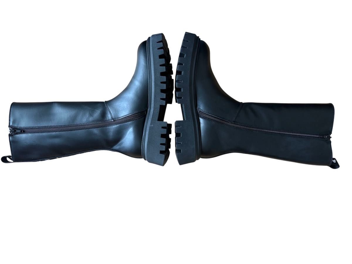 MARNI マルニ レザーロングブーツ ブラック×ホワイト 34 サイドゴア