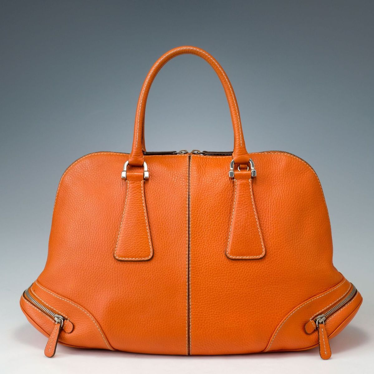 TOD'S トッズ ゴンミーニ オレンジ レザー エンボス ボストン