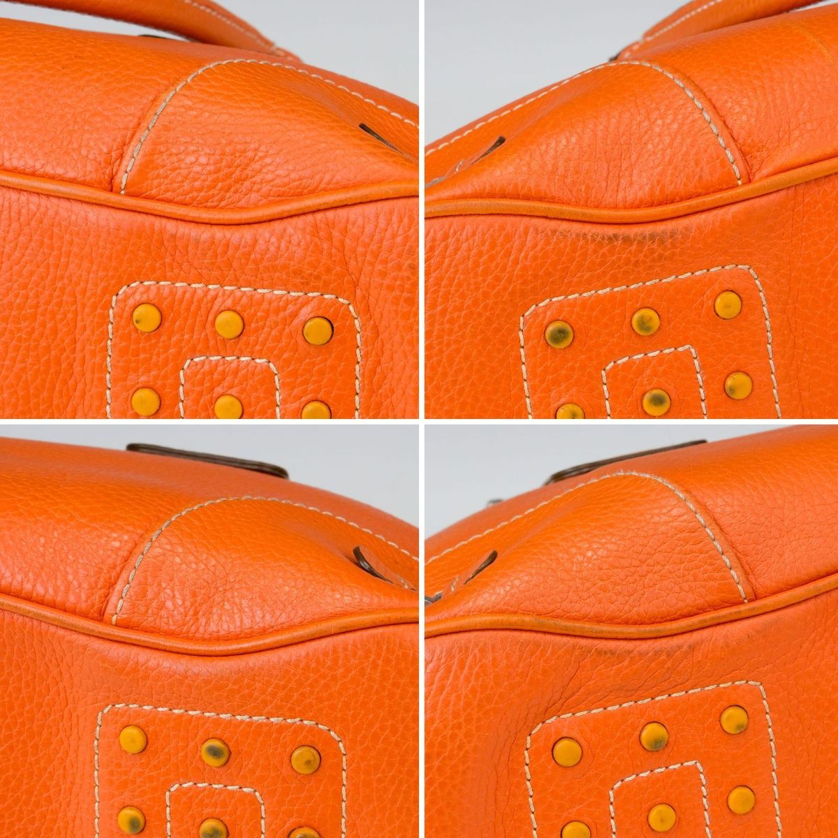 TOD'S トッズ ゴンミーニ オレンジ レザー エンボス ボストン