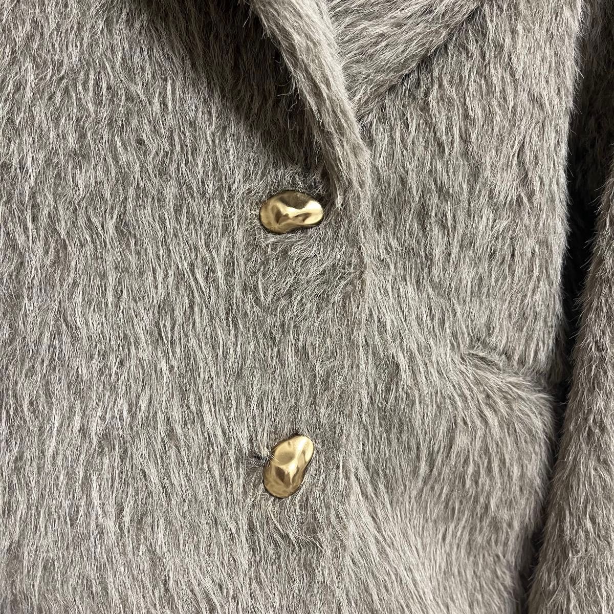 Chico 金ボタンシャギーミディジャケットコート ブラウン｜Yahoo