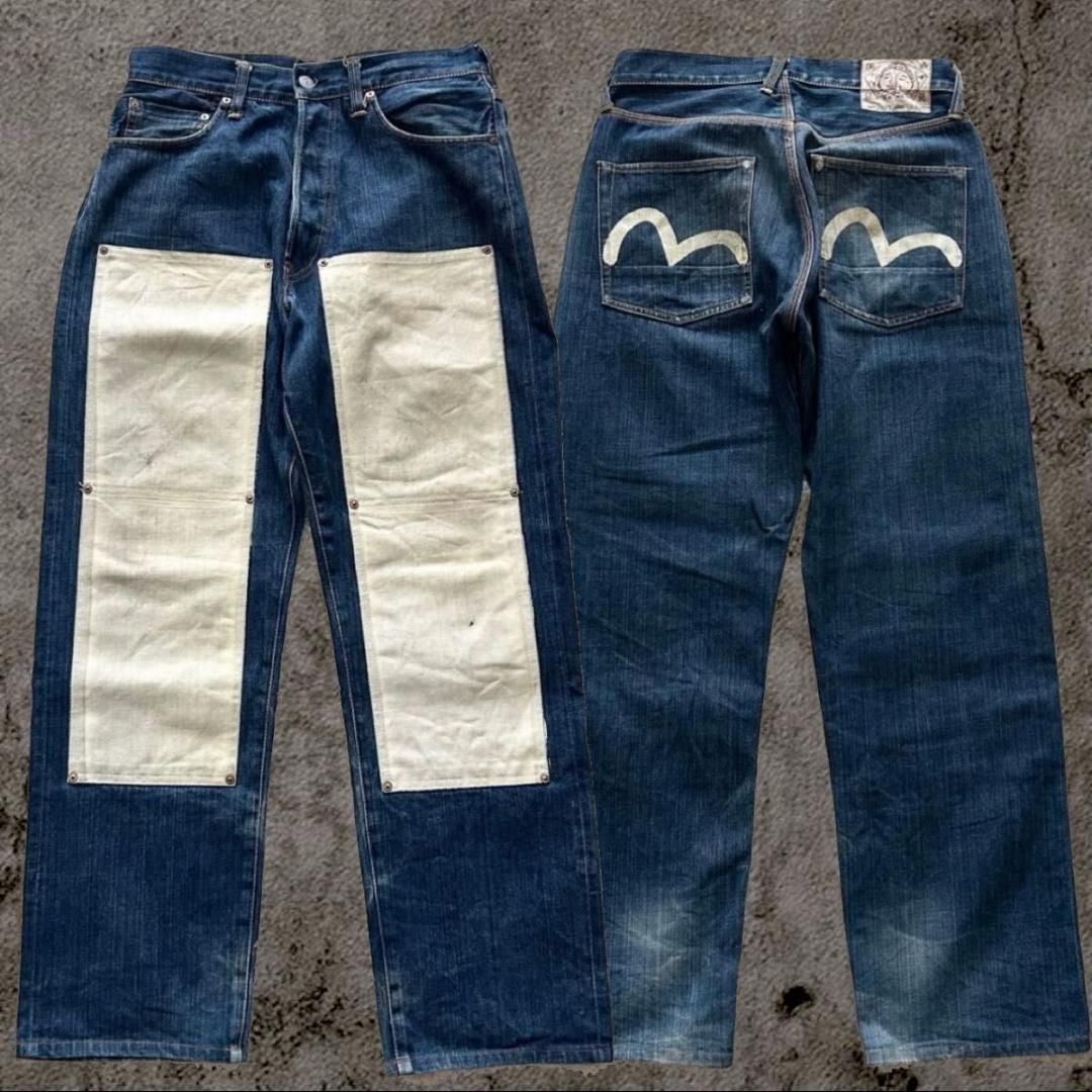 EVISU エヴィス ダブルニー ジーンズ デニムパンツ W32 × 35｜Yahoo