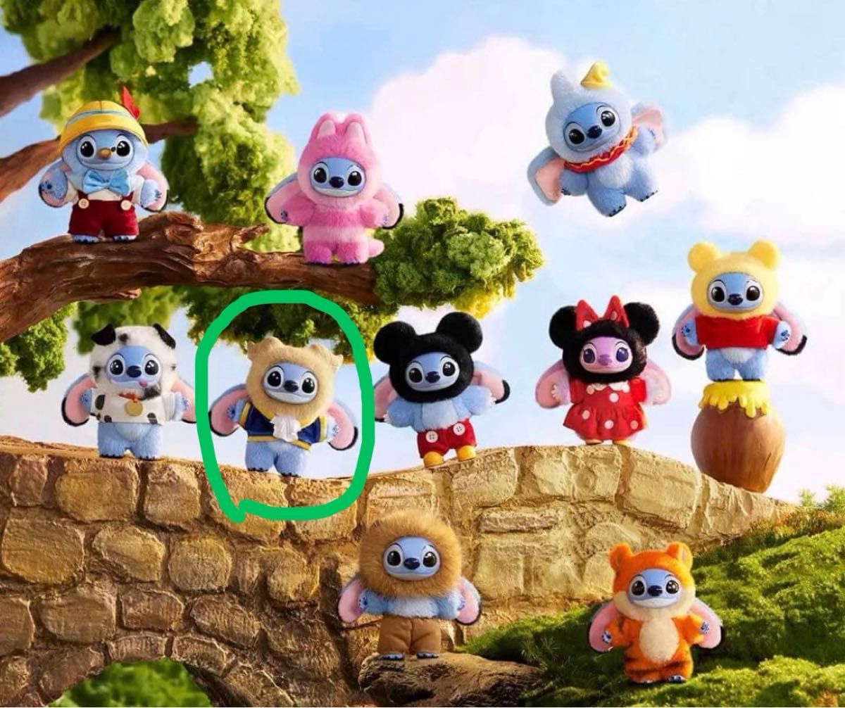 POPMARTスティッチ Stitch Adventure 美女と野獣 ぬいぐるみペンダント