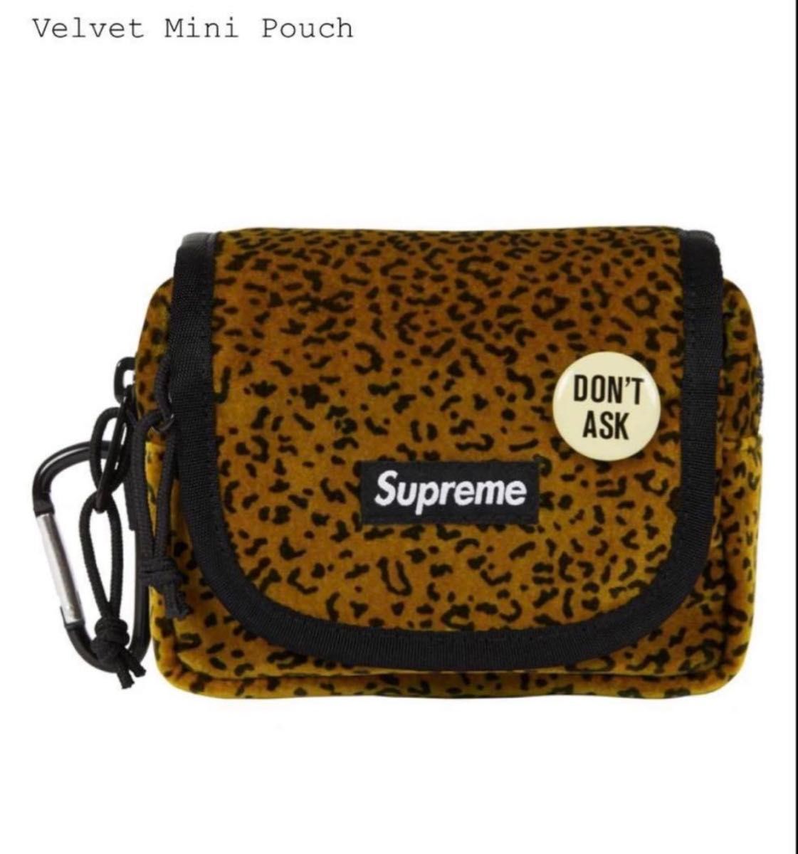 supreme Velvet Mini Pouch Tan Leopard 新品未使用 缶バッジ付き ミニ