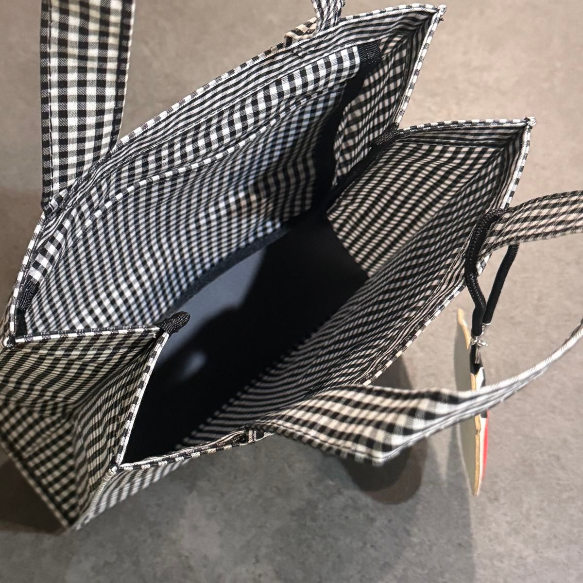 ファミリア familiar トートバッグ ギンガムチェック ブラック 白黒