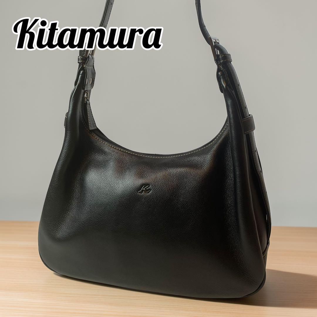 キタムラ Kitamura ワンショルダーバッグ ブラック レザー 肩掛け 黒