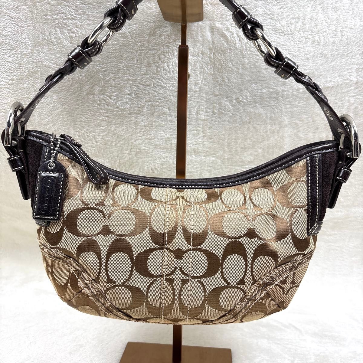 COACH コーチ シグネチャー ワンショルダー ハンドバッグ ブラウン