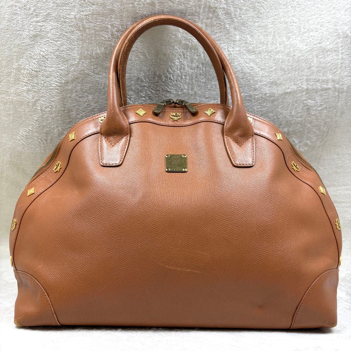 MCM エムシーエム ボストンバッグ ハンドバッグ ブラウン レザー