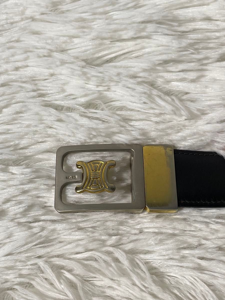 CELINE セリーヌ 本革 レザーベルト ブラック トリオンフ レディース