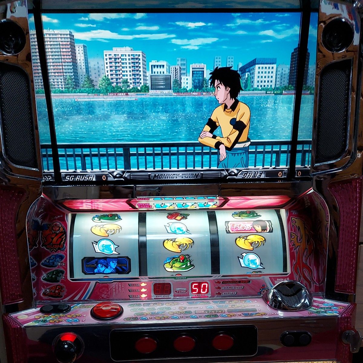 パチスロ実機 初代 モンキーターン 青島パネル コイン不要機 YAMASA 山