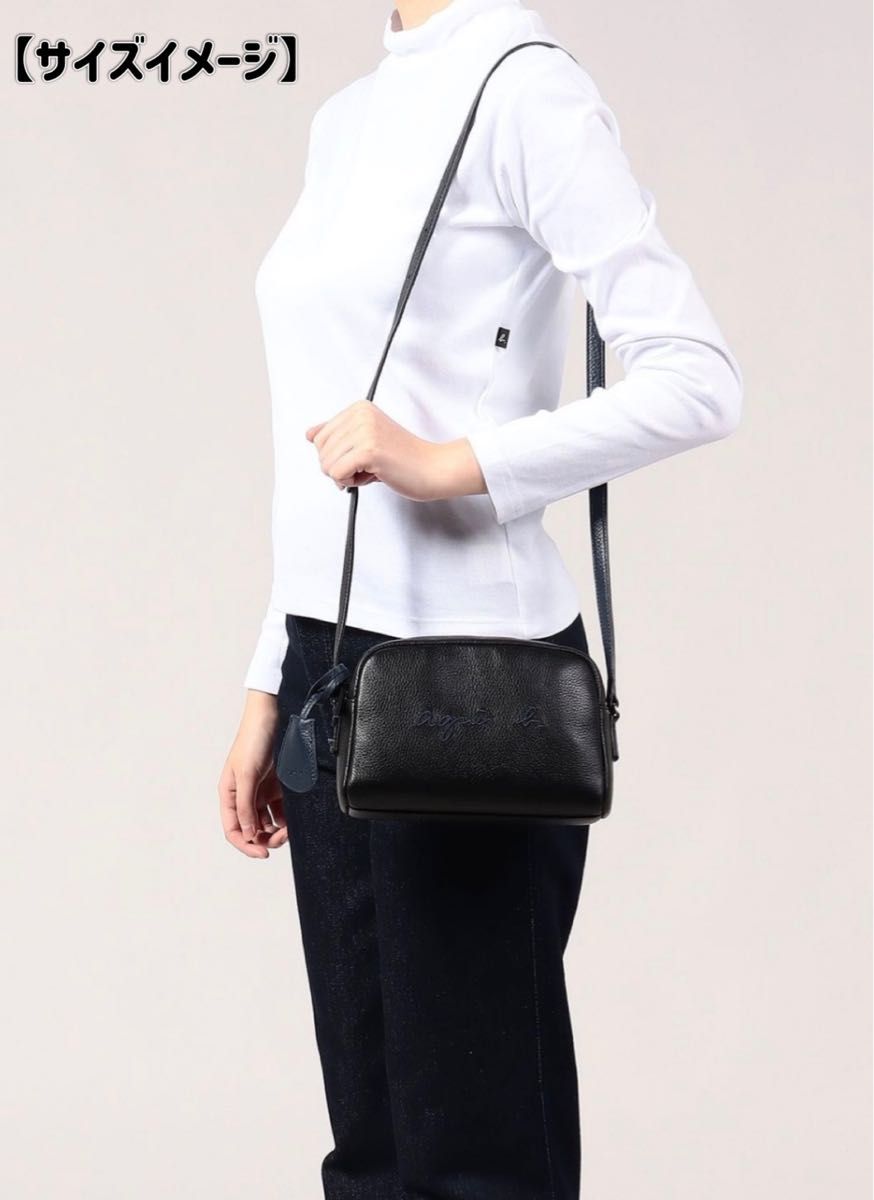 新品 アニエスベー エンボスロゴ ミニショルダーバッグ ブラック agnes