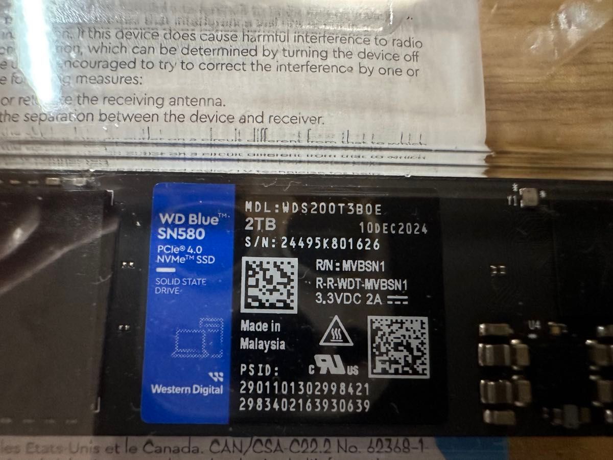 WD Blue SN580 2TB NVMe SSD PCIe4 動作確認済み｜Yahoo!フリマ（旧