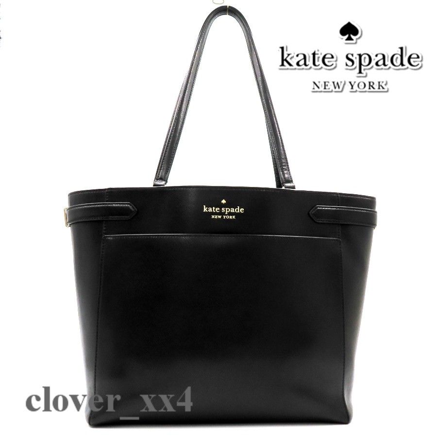 美品 A4サイズ】ケイトスペード トートバッグ ブラック 黒 レザー 大
