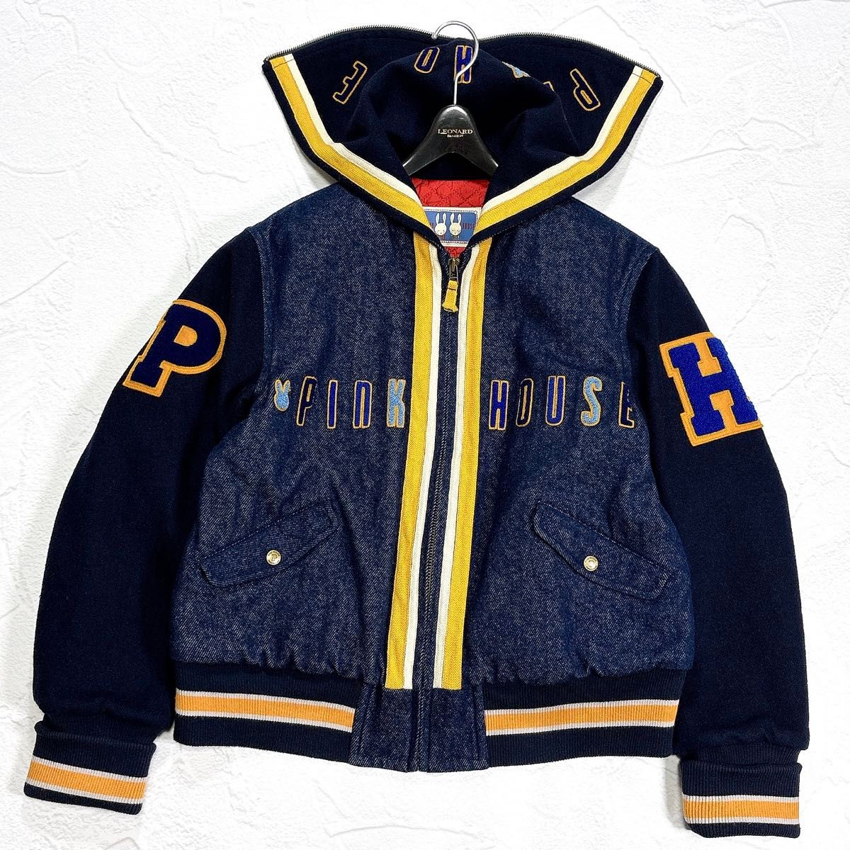 PINK HOUSE ピンクハウス 中綿ブルゾン うさぎ ロゴ刺繍 ワッペン