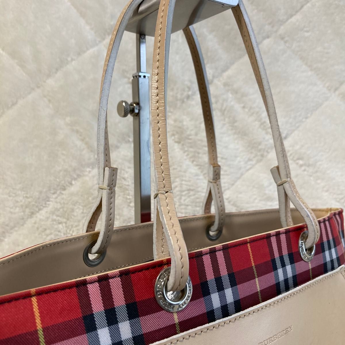 極美品 バーバリー トートバッグ キャンバス／レザー ノバチェック