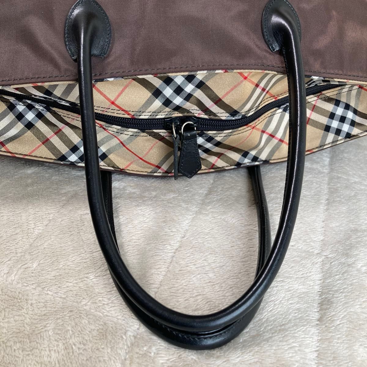 極美品 バーバリーブルーレーベル トートバッグ ナイロン／レザー