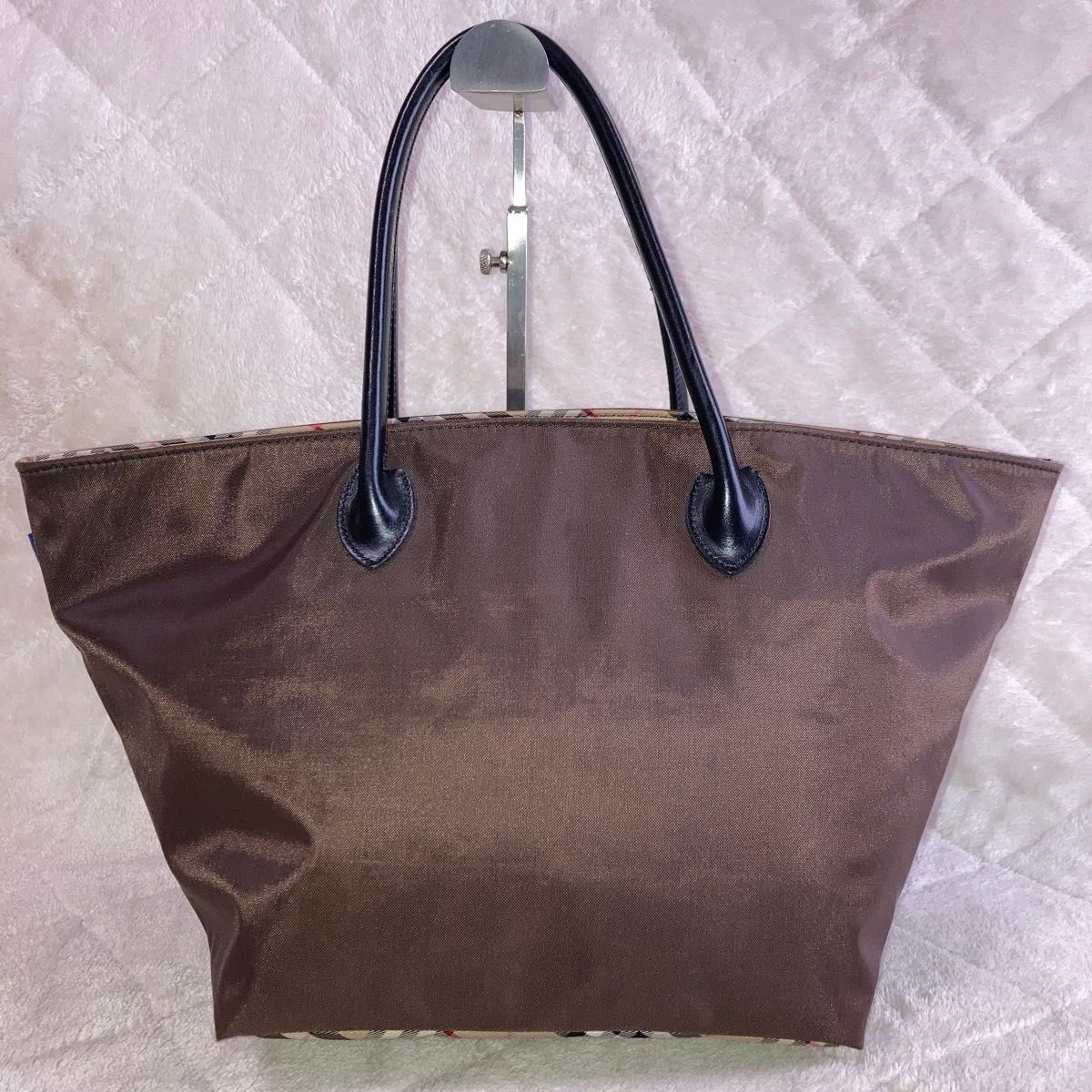 極美品 バーバリーブルーレーベル トートバッグ ナイロン／レザー