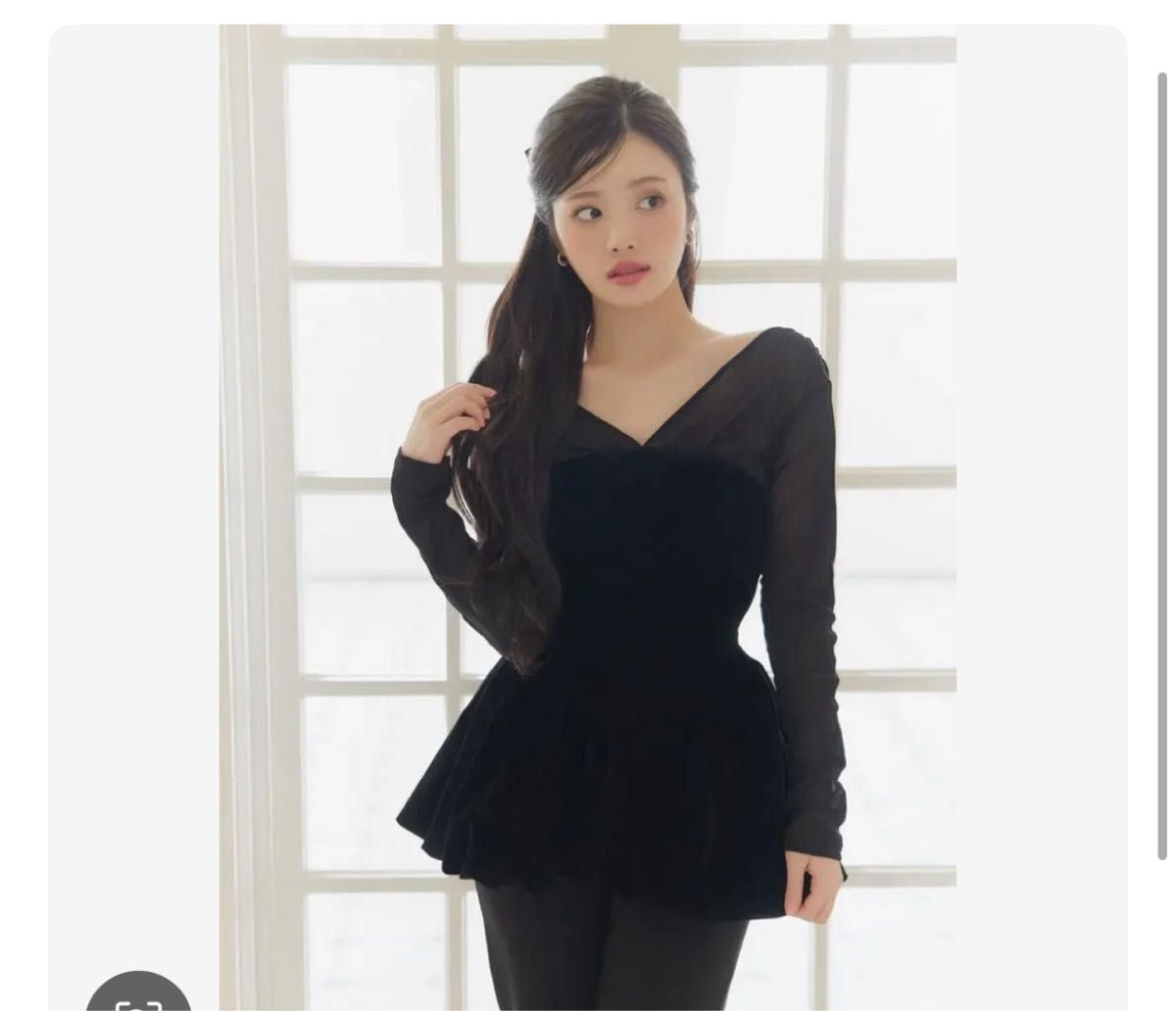 polaura ポローラ ベロアビスチェバルーントップス ブラック｜Yahoo