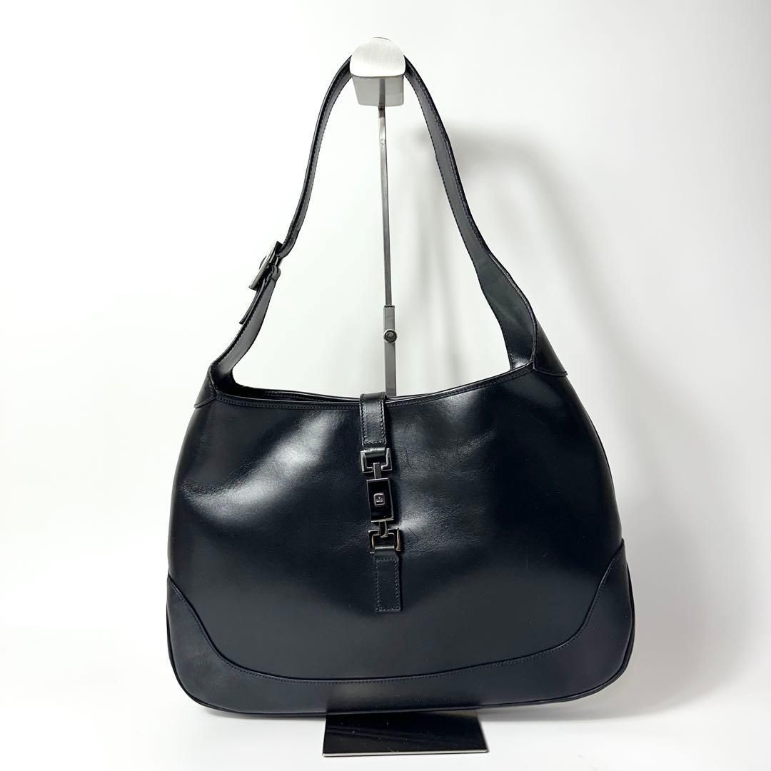 希少 GUCCI ジャッキー ワンショルダーバッグ オールレザー 黒 ラージ