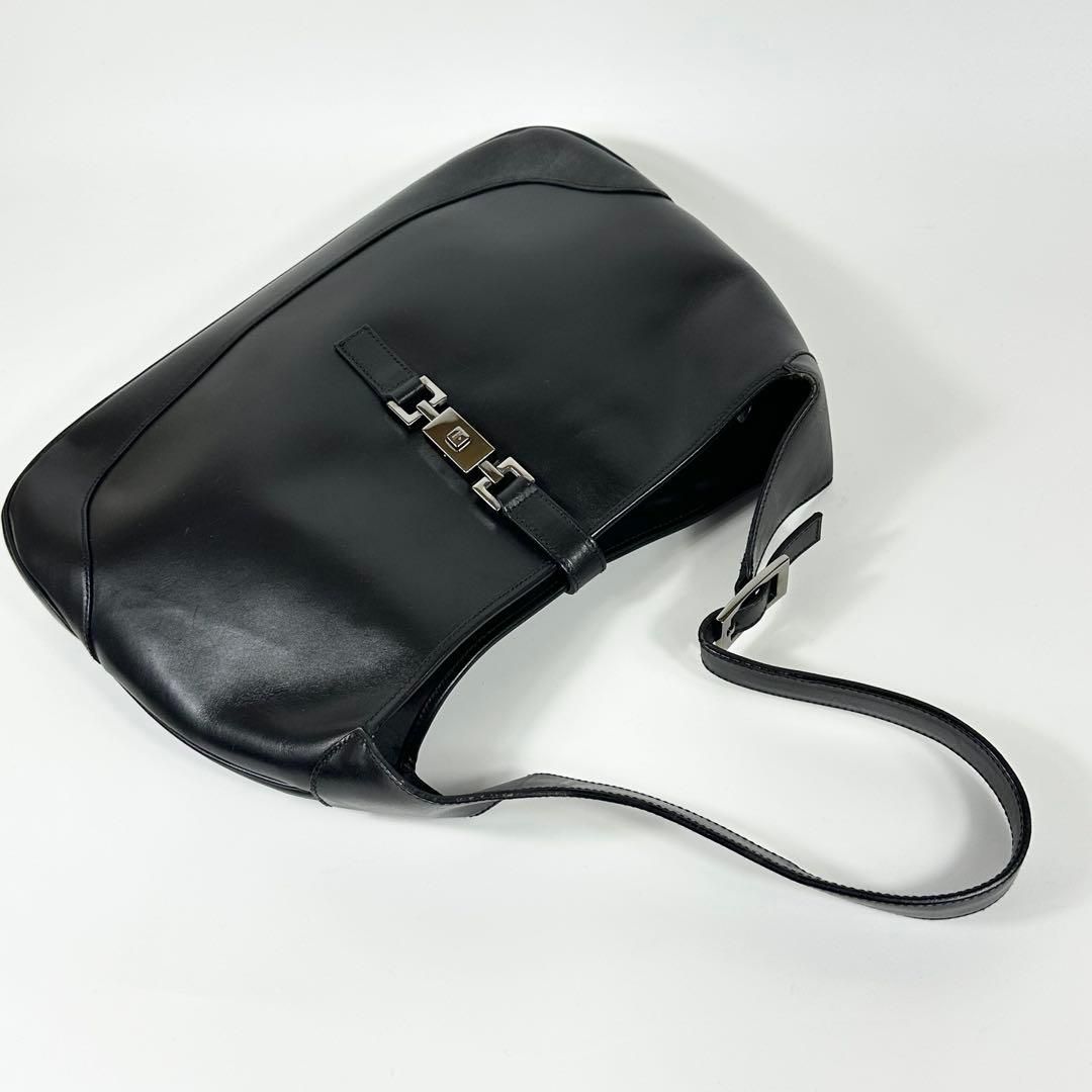 希少 GUCCI ジャッキー ワンショルダーバッグ オールレザー 黒 ラージ