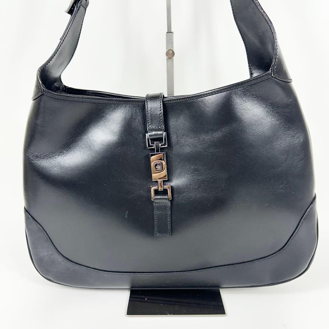 希少 GUCCI ジャッキー ワンショルダーバッグ オールレザー 黒 ラージ