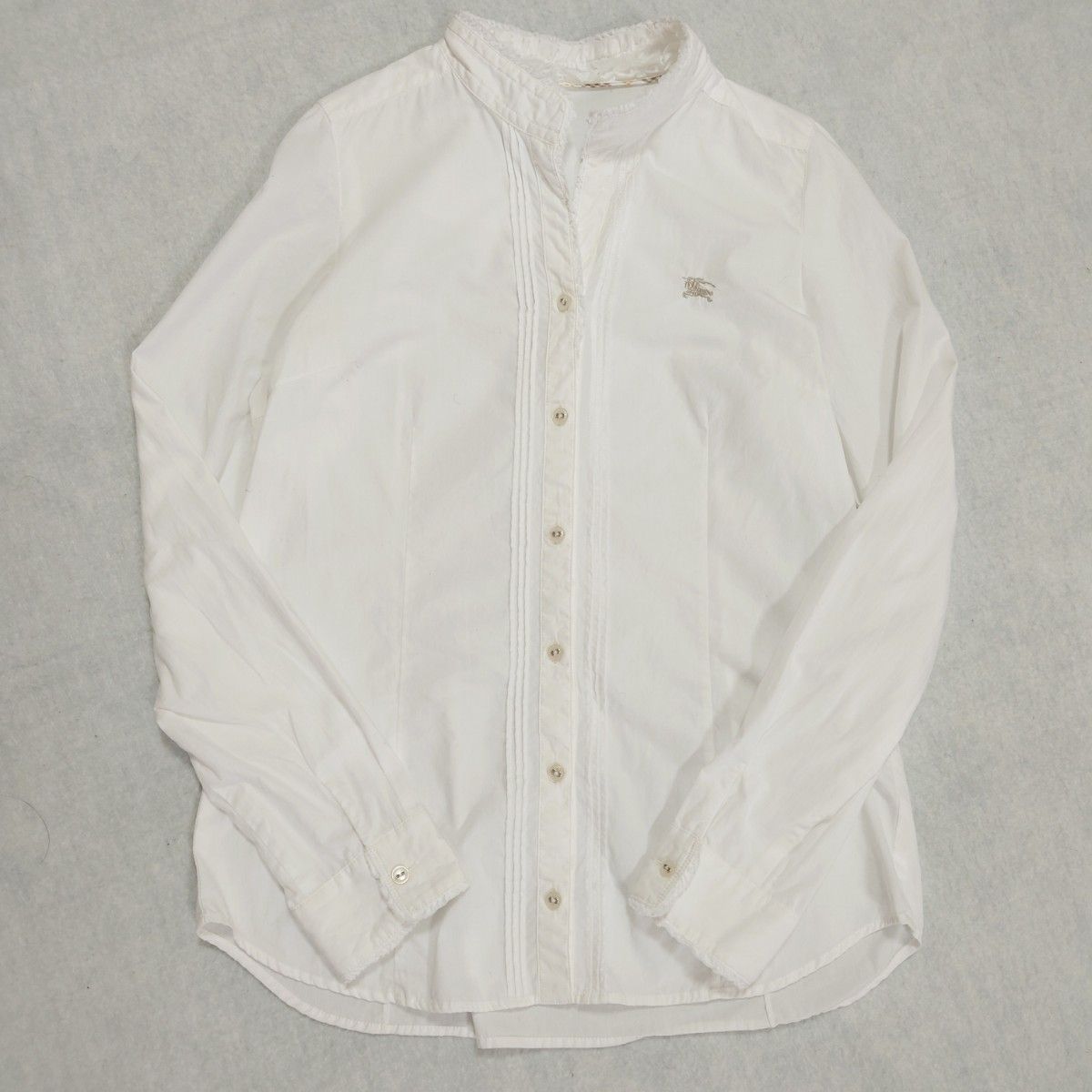 バーバリーブルーレーベル フリル ピンタック ホースロゴ刺繍 ブラウス