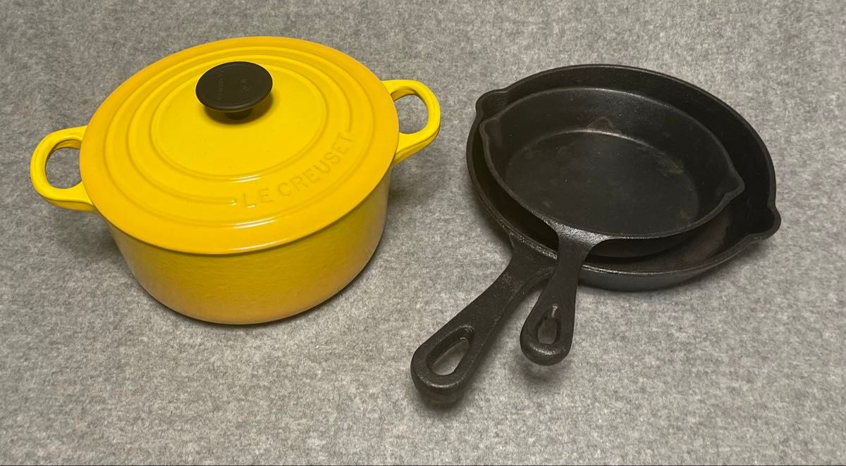 ル・クルーゼ ココットロンド 20cm イエロー スキレット 2個セット