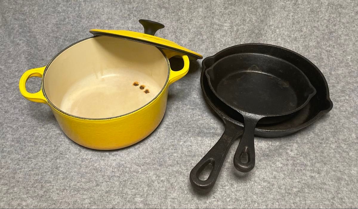 ル・クルーゼ ココットロンド 20cm イエロー スキレット 2個セット