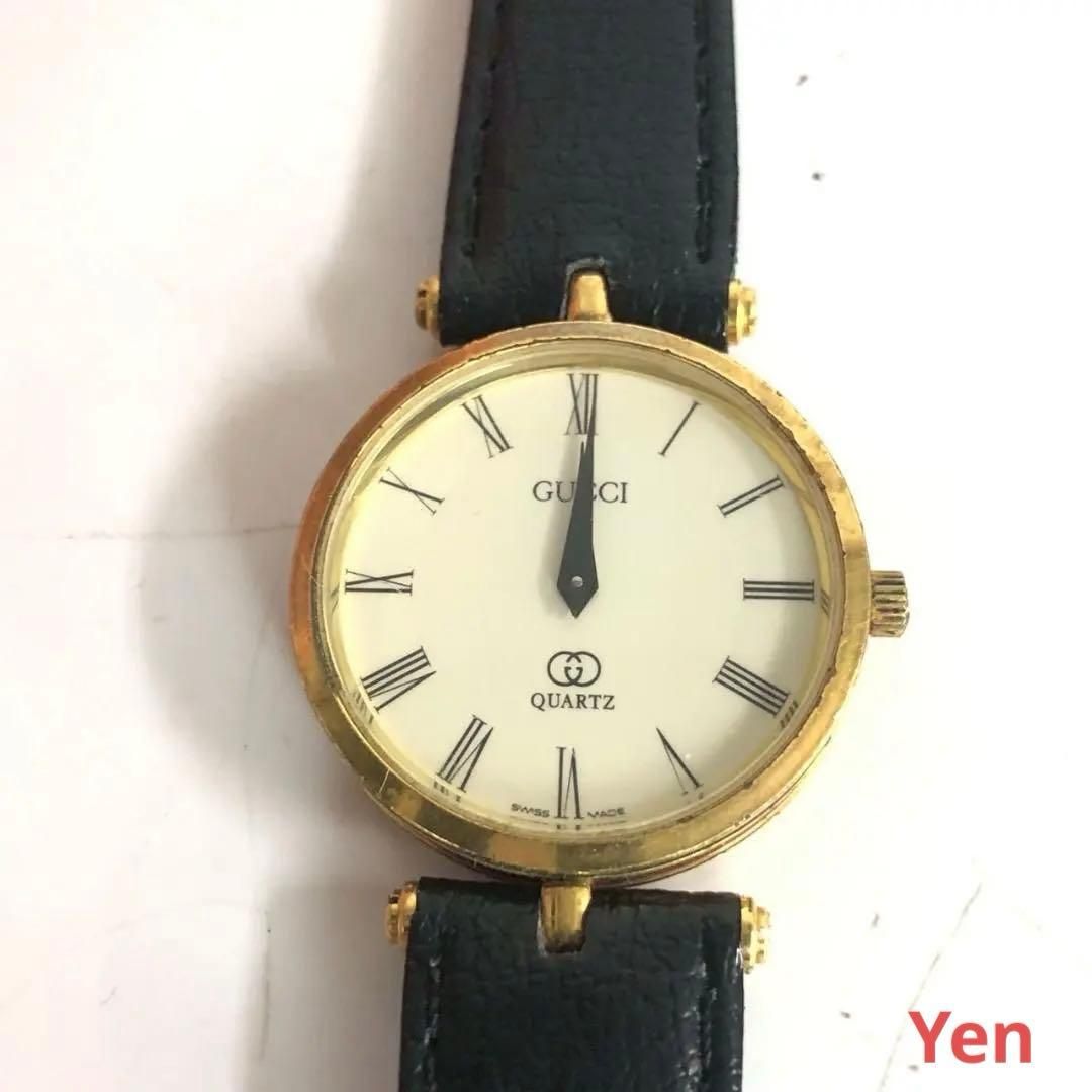 GUCCI グッチ 腕時計 ヴィンテージ ゴールド レザー クォーツ シェリー