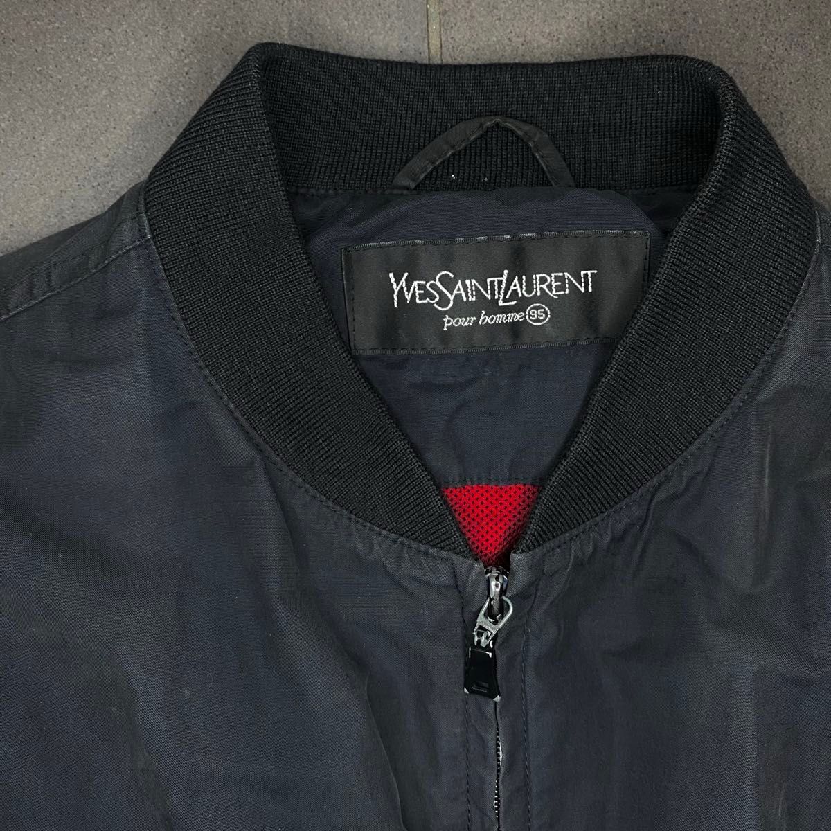 YSL イヴ・サンローラン ワンポイント刺繍ロゴ ジップアップ ブルゾン