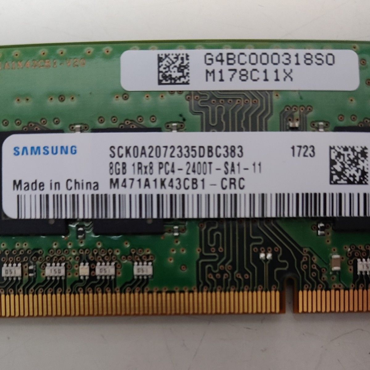 SAMSUNG 8GB 1Rx8 PC4-2400T ノートPC用メモリ M471A1K43CB1 1723