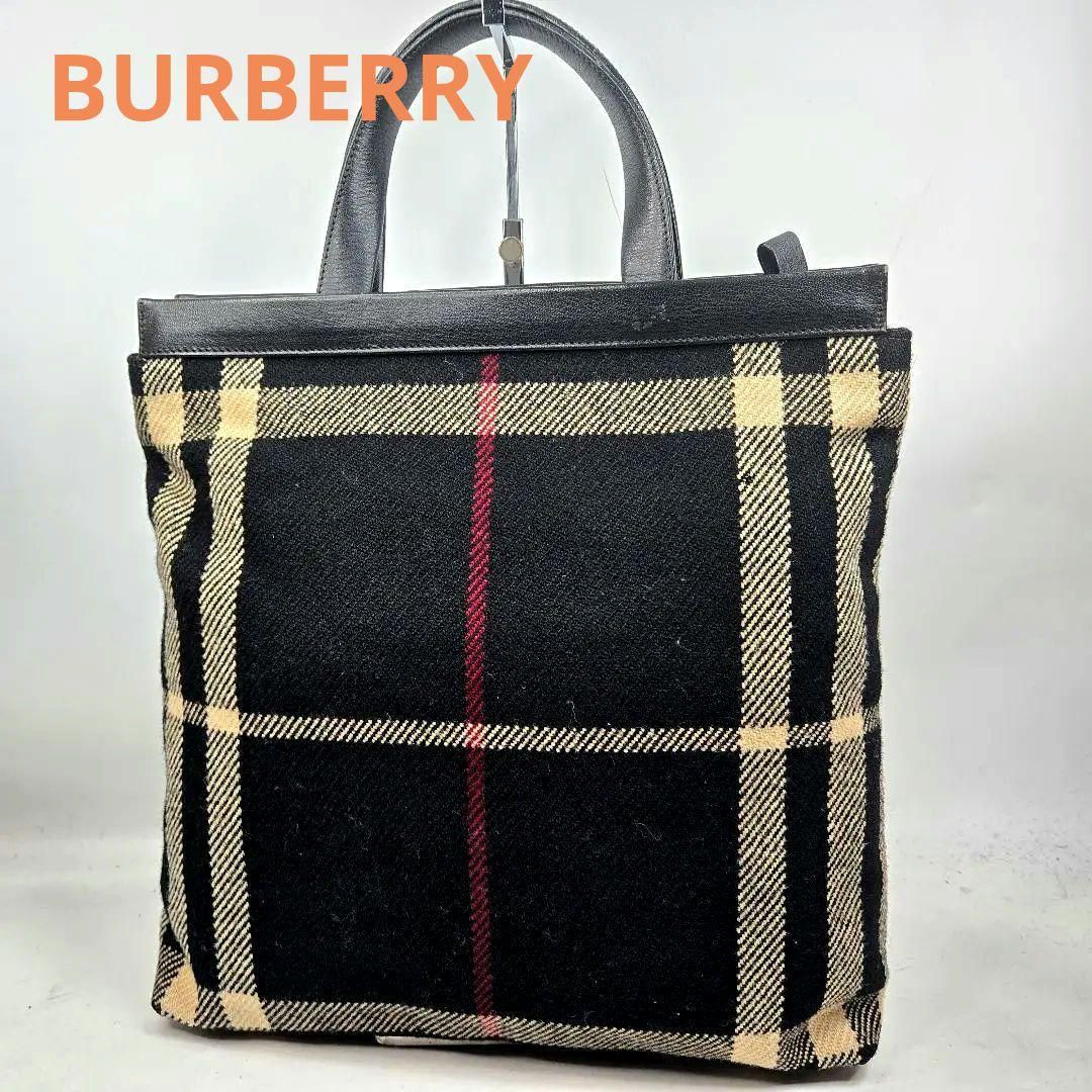 極美品 BURBERRY トートバッグ ツイード ノバチェック A4収納可能