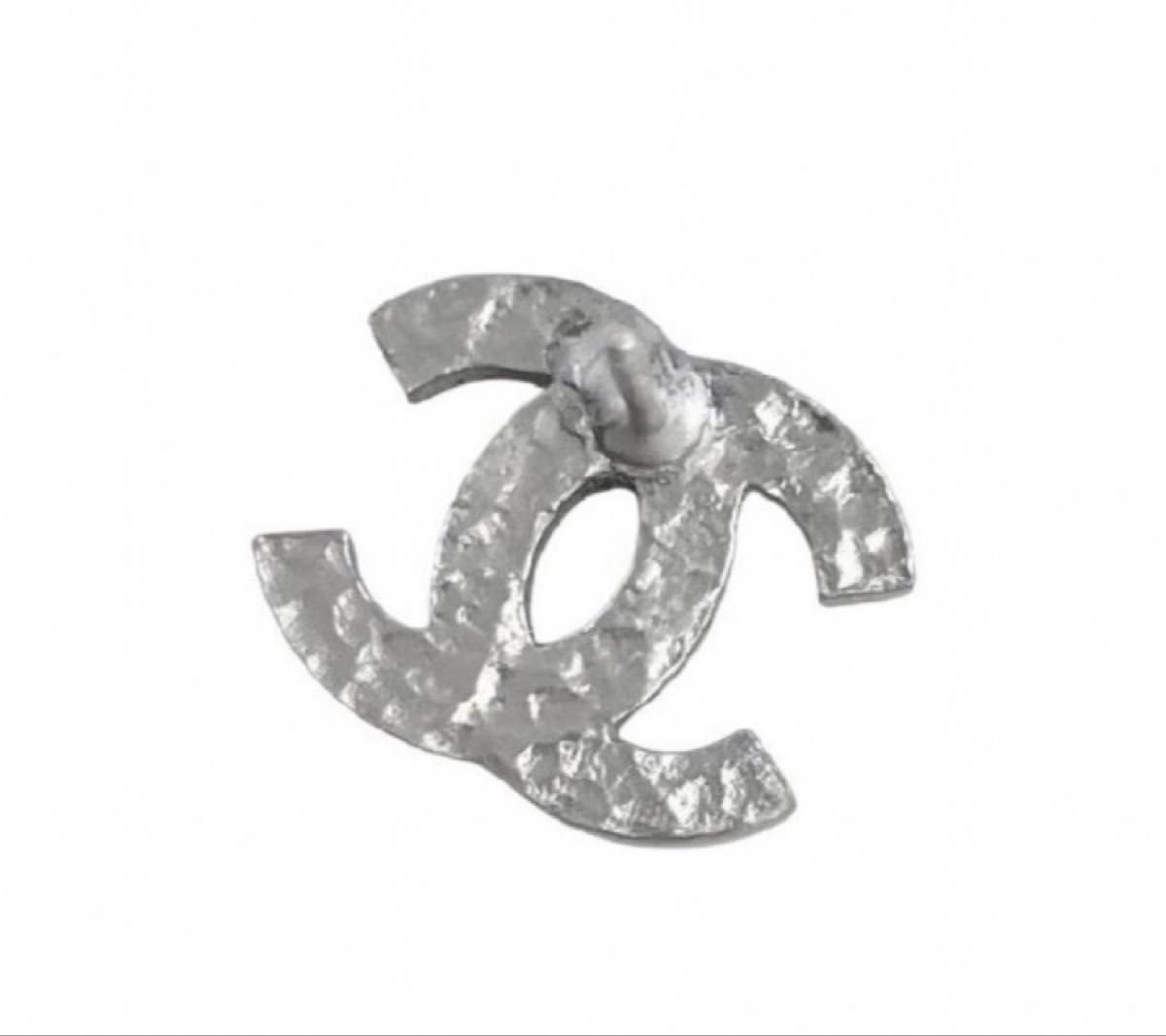 美品 CHANEL ピアス 片方 ココマーク ブラック ストーン シルバー 片耳