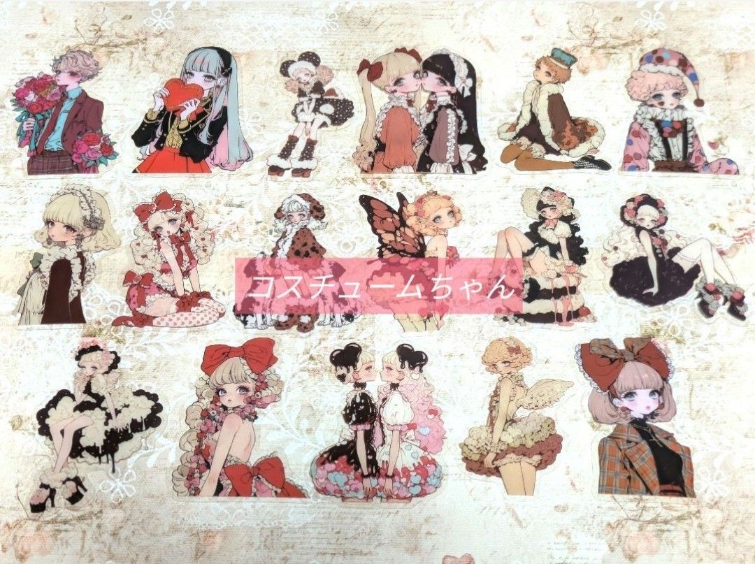 新作nene様×unichoco様コラボ ダイカット付箋メモ4種・フレークシール