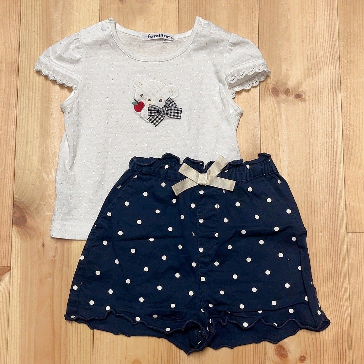 ファミリア 白 Tシャツ ドット ショートパンツ セット 80｜Yahoo