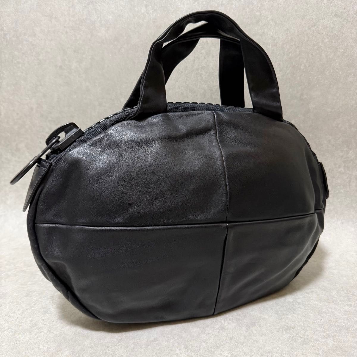 kawa-kawa カワカワ】オールレザー ハンドバッグ オーバル型 楕円 大