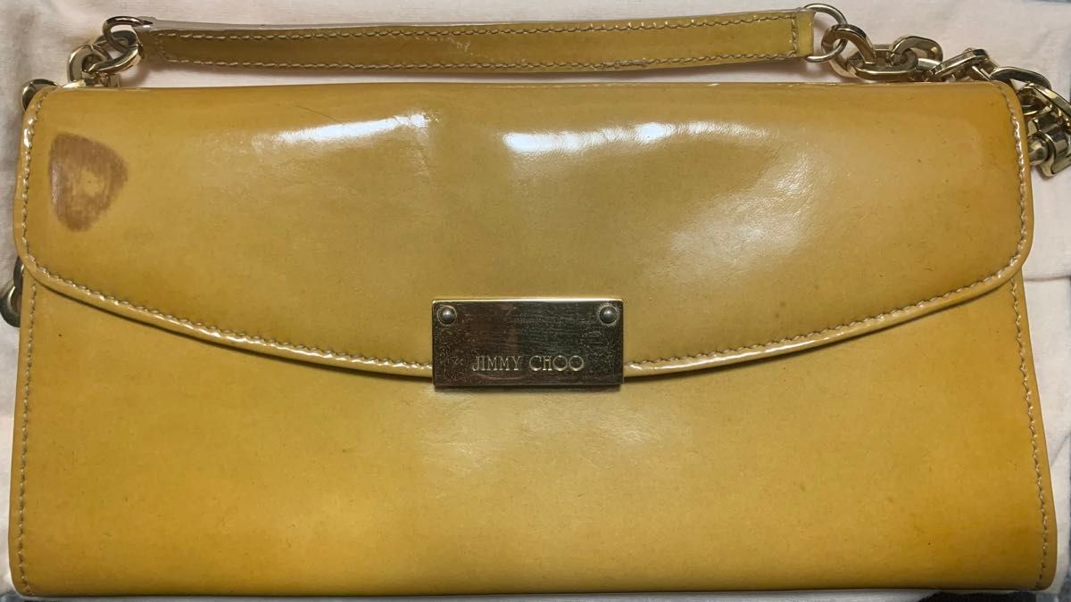 JIMMY CHOO クラッチバッグ ジミーチュウ イエロー レザー ベージュ
