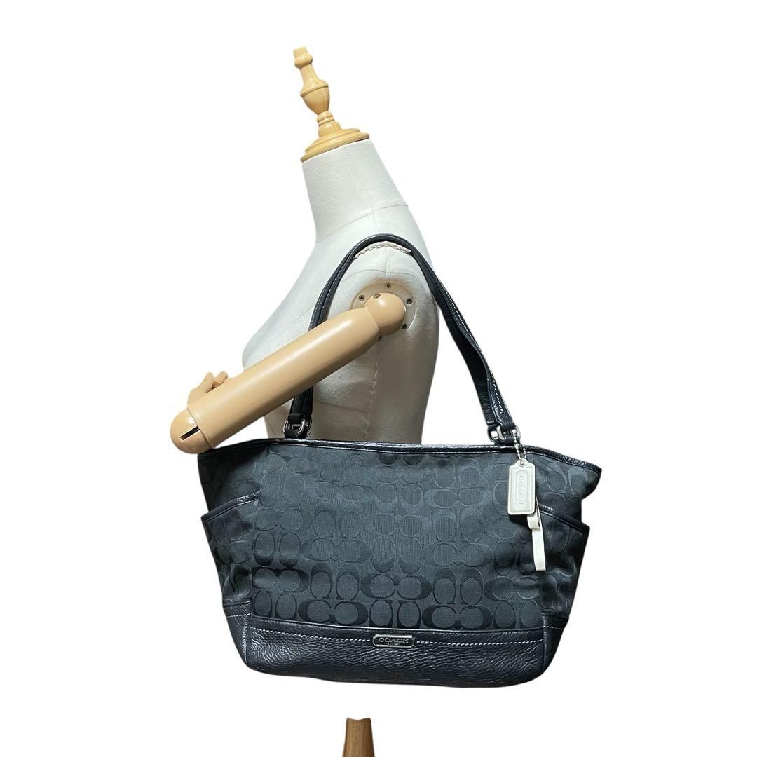極美品 COACH コーチ トートバッグ 黒 F23297 キャンバス×レザー