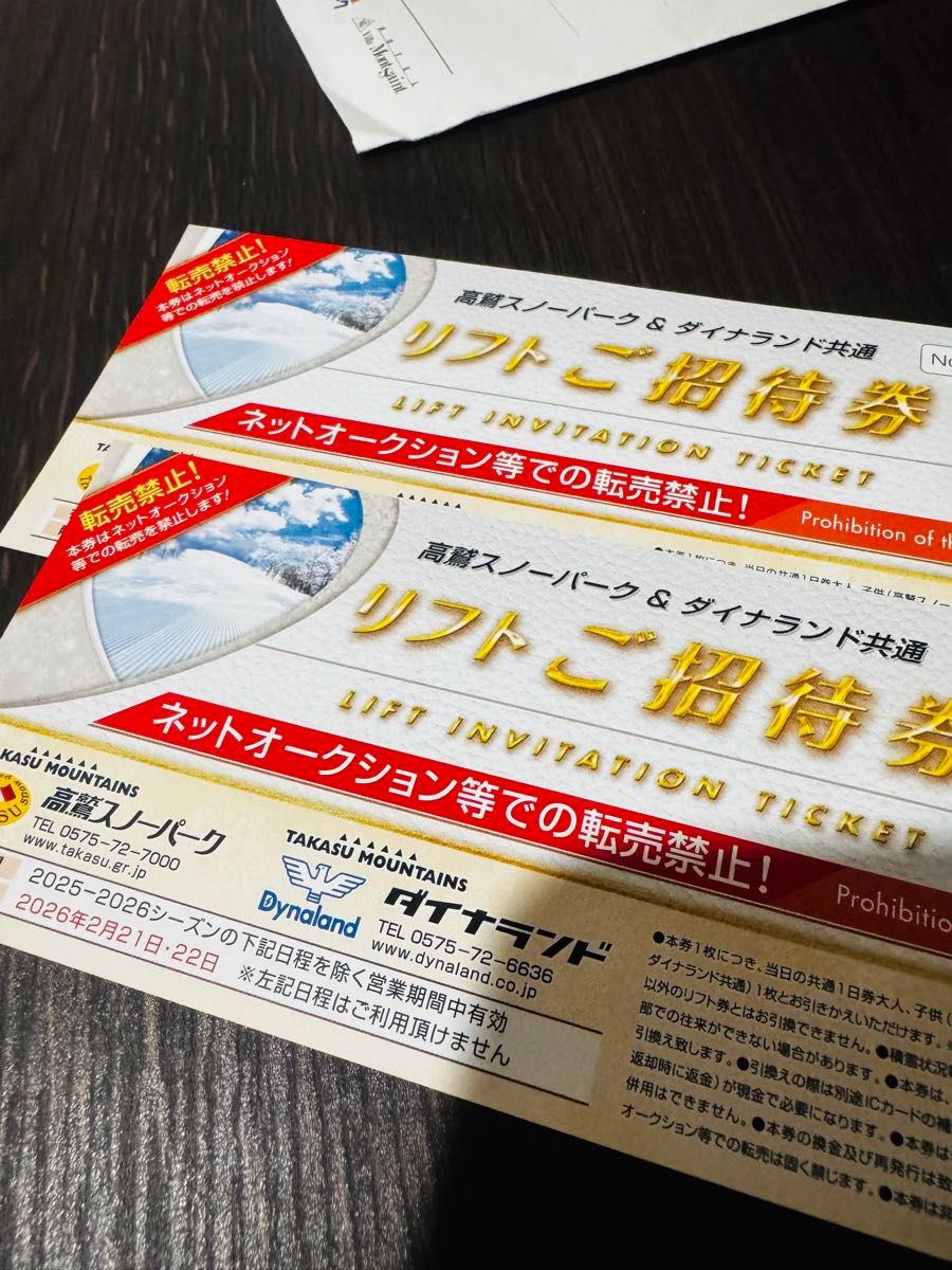 高鷲スノーパーク ダイナランド共通 リフト券 2025-2026シーズン