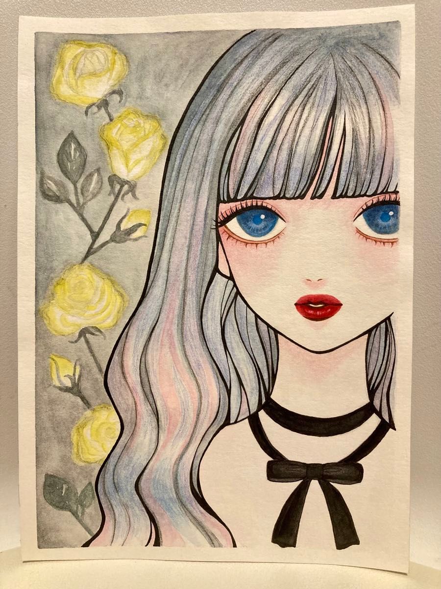 手描きイラスト 原画 オリジナル 手描きオリジナルイラスト 女の子