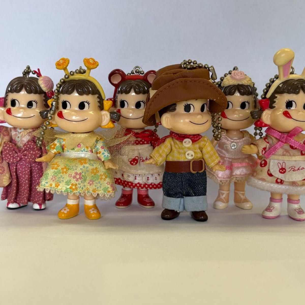 不二家 ペコちゃん ポコちゃん マスコット キーホルダー 6体セット