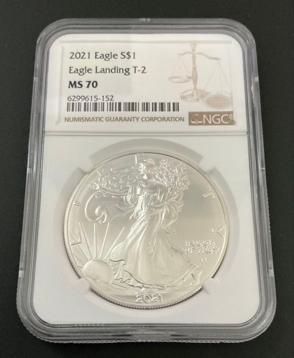 2021年 アメリカ イーグル銀貨 NGC MS70 最高鑑定 Type2 1ドル 1オンス