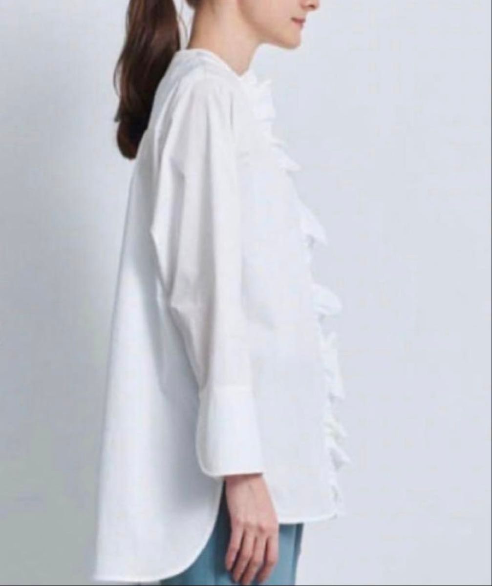 美品 Yori ヨリ フロントフリルシャツ ブラウス ホワイト｜Yahoo