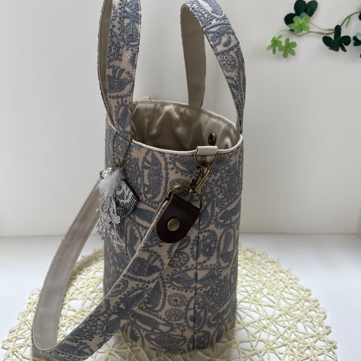 ミナペルホネンオパール底トートバッグ(肩掛けショルダー付き