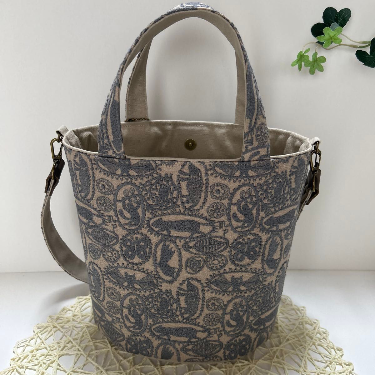 ミナペルホネンオパール底トートバッグ(肩掛けショルダー付き