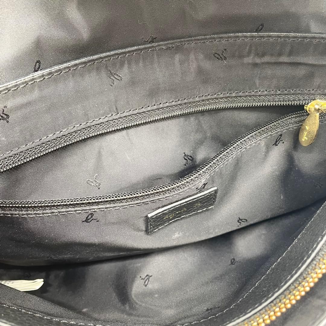 極美品】アニエスベー ショルダーバッグ ゴールド金具 ロゴ レザー 黒