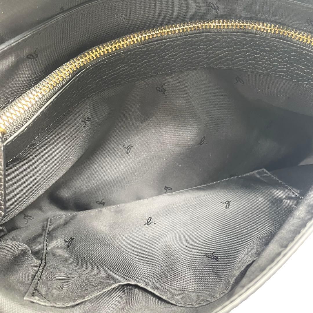 極美品】アニエスベー ショルダーバッグ ゴールド金具 ロゴ レザー 黒