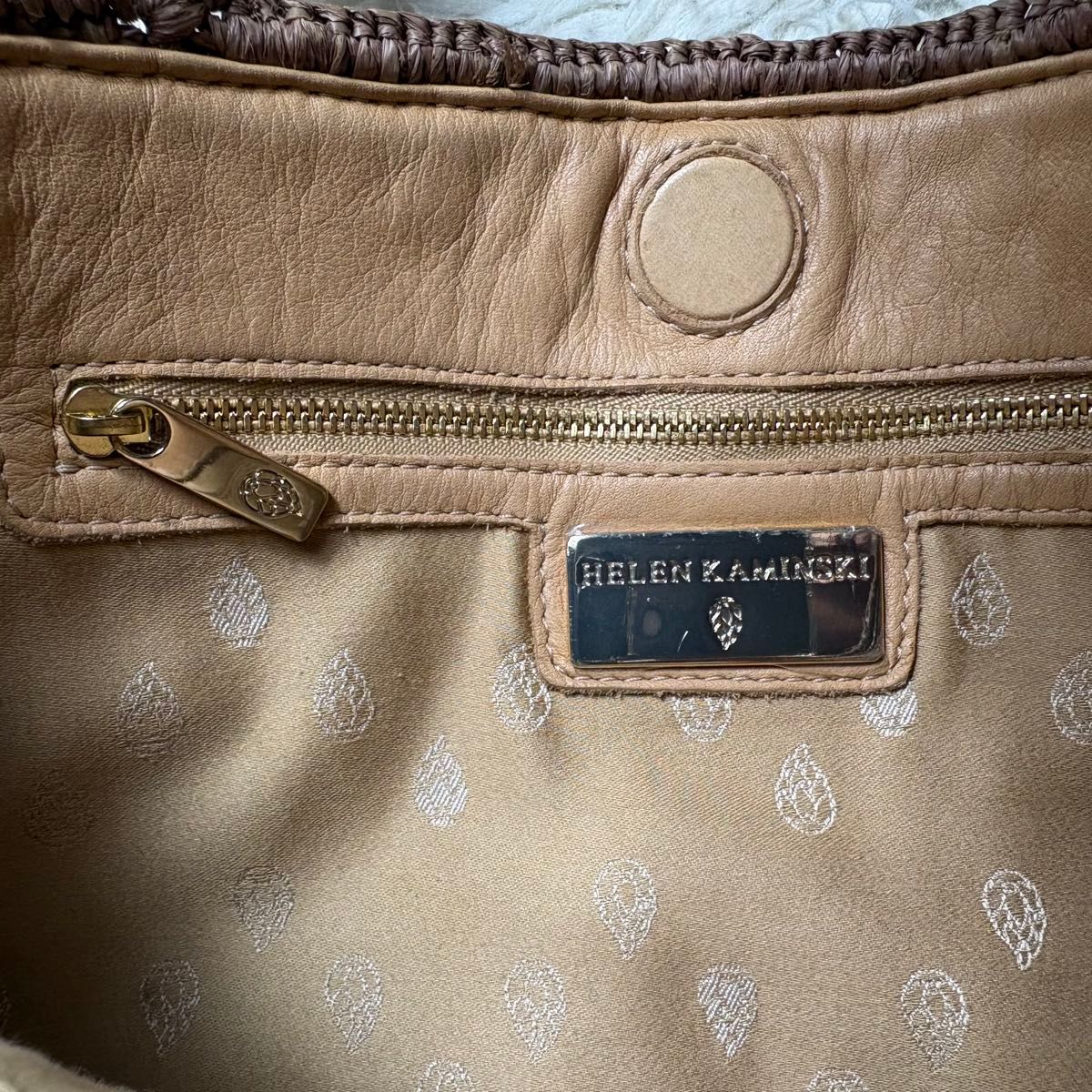 極美品 ヘレンカミンスキー ラフィア カゴバッグ ポンポン 本革
