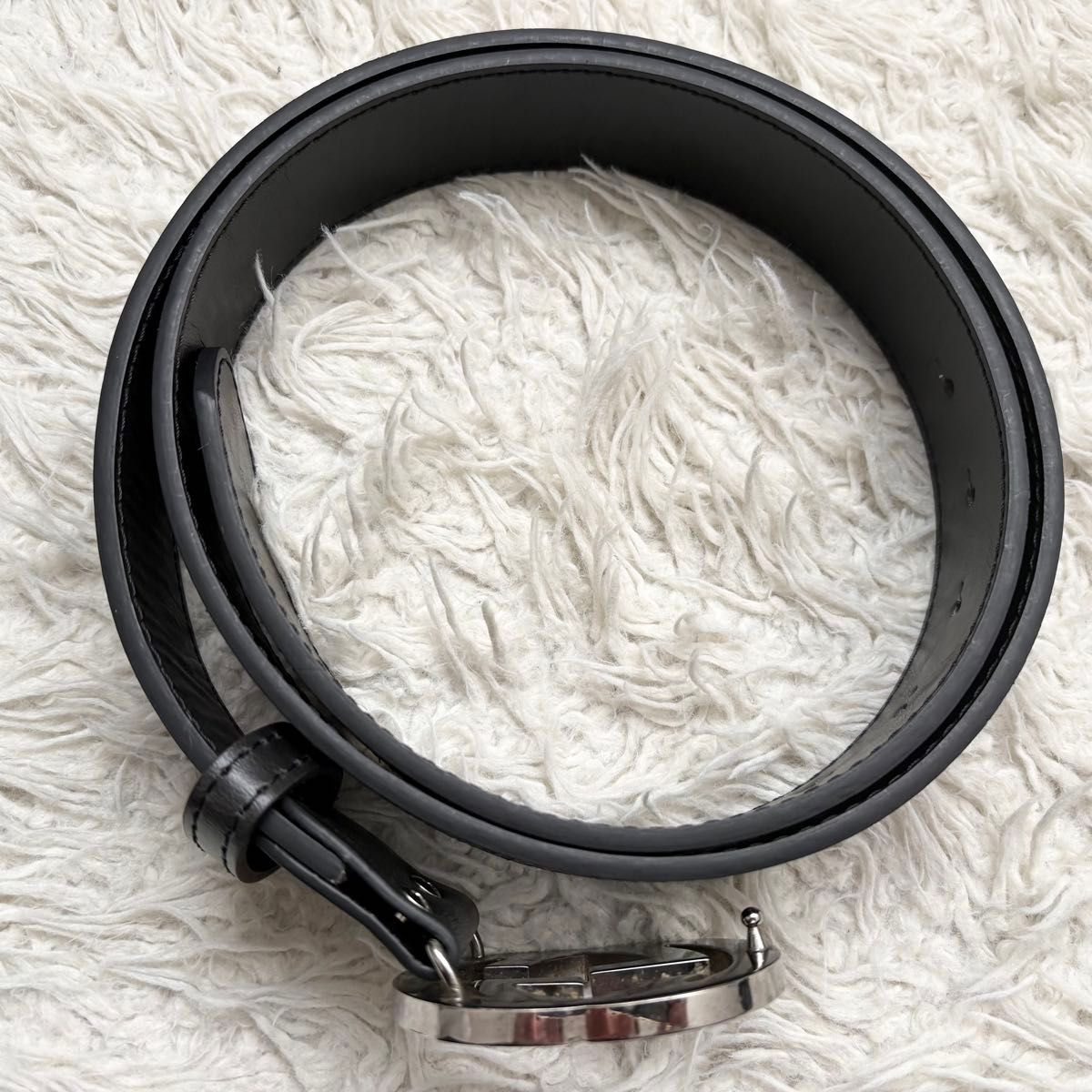 美品】GUCCI グッチ インターロッキング ベルト シルバー ブラック