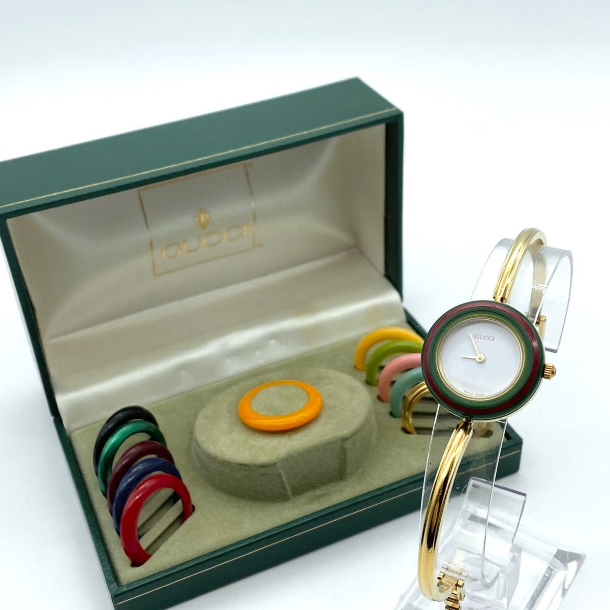 良品 稼働 オーバーホール済 グッチ 新品電池 チェンジベゼル